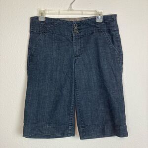 Y2K Dark Denim Bermuda Shorts w/ stretch and great detail covered buttons